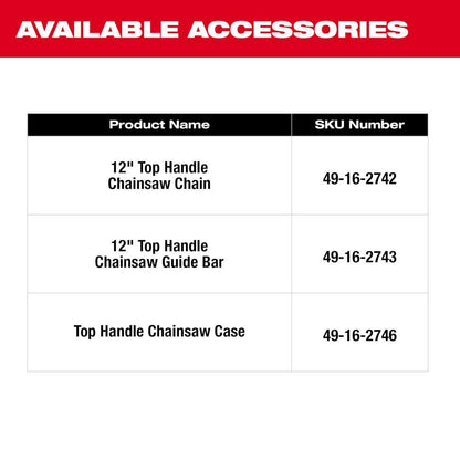 M18 FUEL 12 In. Top Handle 18-Volt Lithium-Ion Brushless Cordless Chainsaw (Tool-Only) W/12 In. Chainsaw Chain