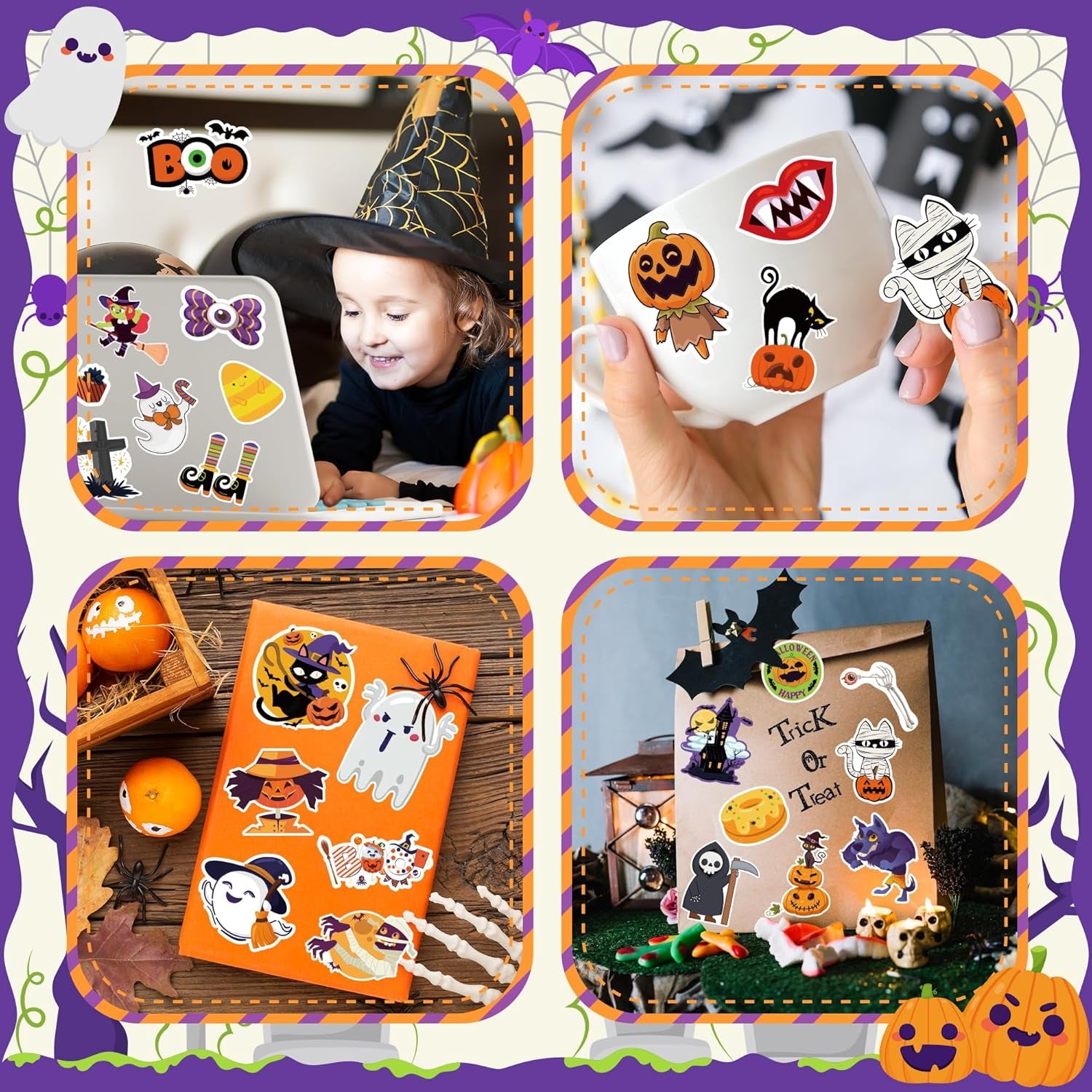 Halloween Stickers | 100 PCS Halloween Party Favors - Halloween Games Toys Gifts Party Supplies - Crafts Accessories Treats Bulk for Classroom