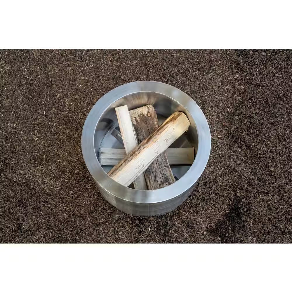 Explorer Portable Low Smoke 19.5 In. round Wood-Burning Fire Pit in Stainless Steel with Carry Bag
