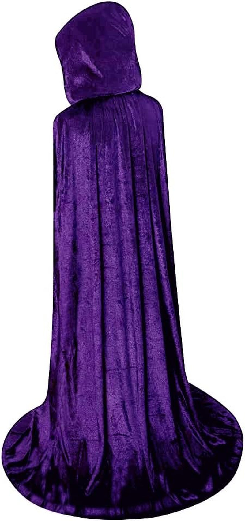 Unisex Full Length Hooded Robe Cloak Long Velvet Cape Cosplay Costume