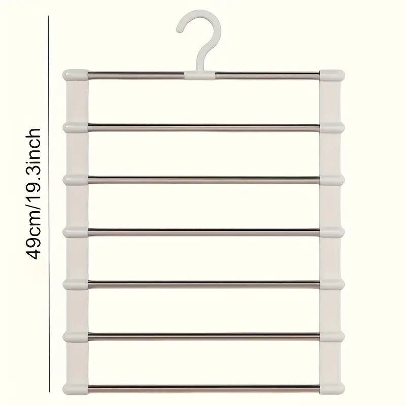 2-Pack Folding Multi-Layer Pants Hanger – Stainless Steel Wardrobe Organizer for Jeans, Leggings & Scarves