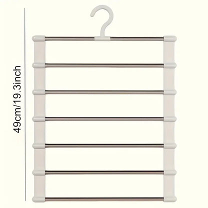 2-Pack Folding Multi-Layer Pants Hanger – Stainless Steel Wardrobe Organizer for Jeans, Leggings & Scarves