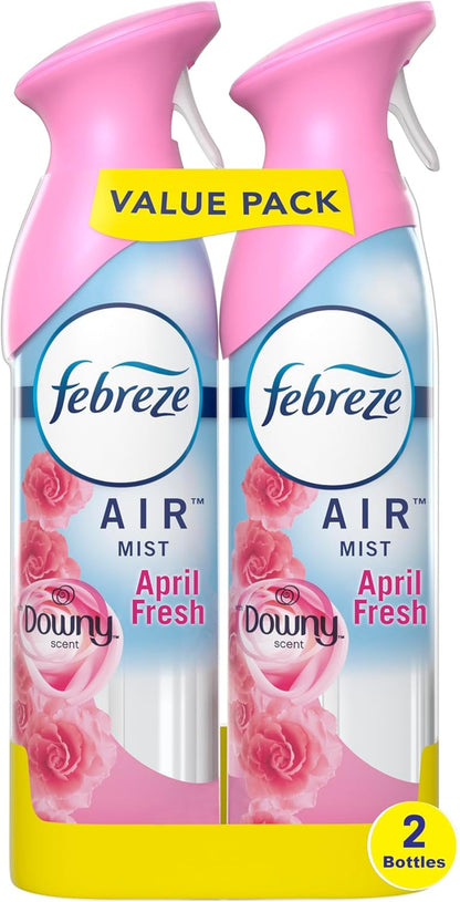 Air Mist Air Freshener Spray, Odor-Fighting Room Spray, Air Fresheners for Home and Bathroom and Kitchen, Aerosol Can, Downy April Fresh Scent, 8.8Oz, 2 Count