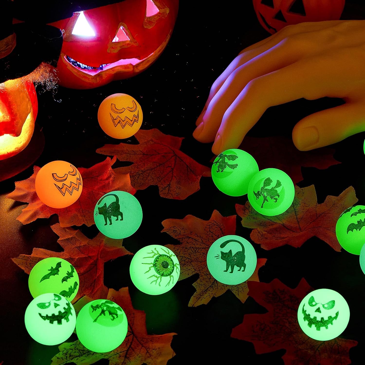 72 PCS Halloween Bouncy Balls, Glow in the Dark Bouncing Balls Eyeballs for Halloween Party Favors Decorations, Halloween Goodie Bag Fillers, Trick or Treating School Classroom Game Prizes