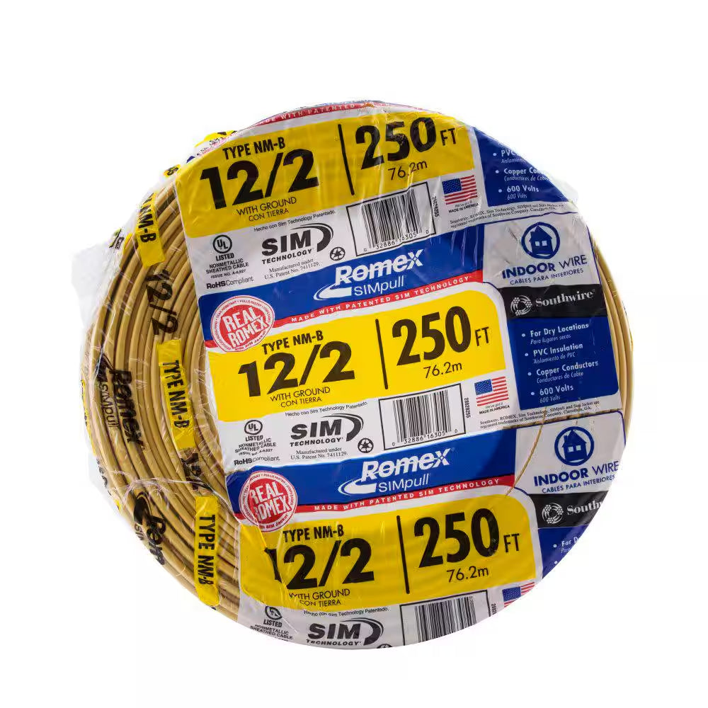 250 Ft. 12/2 Solid Romex Simpull CU NM-B W/G Wire