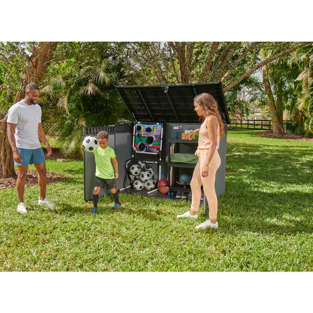 Cortina Mega 6.2 Ft. W X 3.6 Ft. D Durable Resin Plastic Storage Shed with Flooring Grey (22.4 Sq. Ft.)