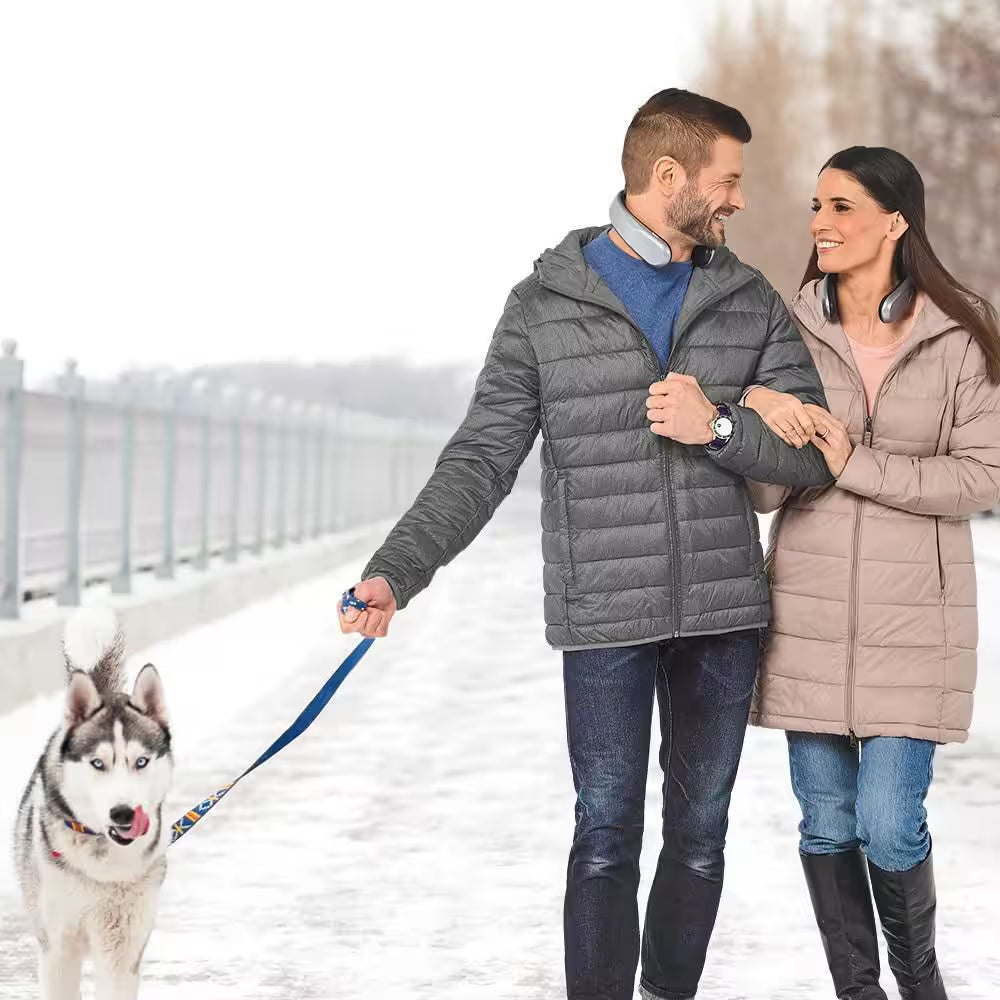450-Watt Silver and Black Electric USB Rechargeable Personal Wearable Neckband Heater