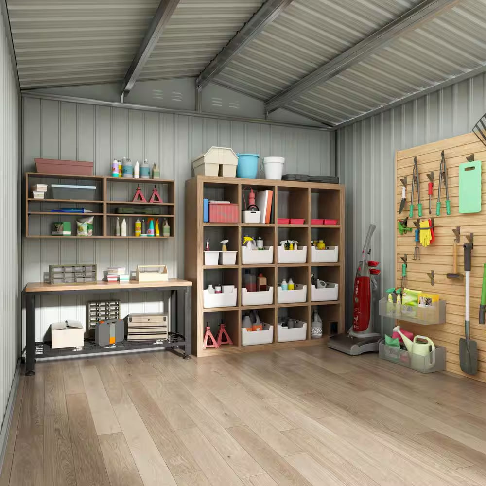 8 Ft. W X 12 Ft. D Outdoor Storage Metal Shed Building with Lockable Doors for Backyard Garden (96 Sq. Ft.)