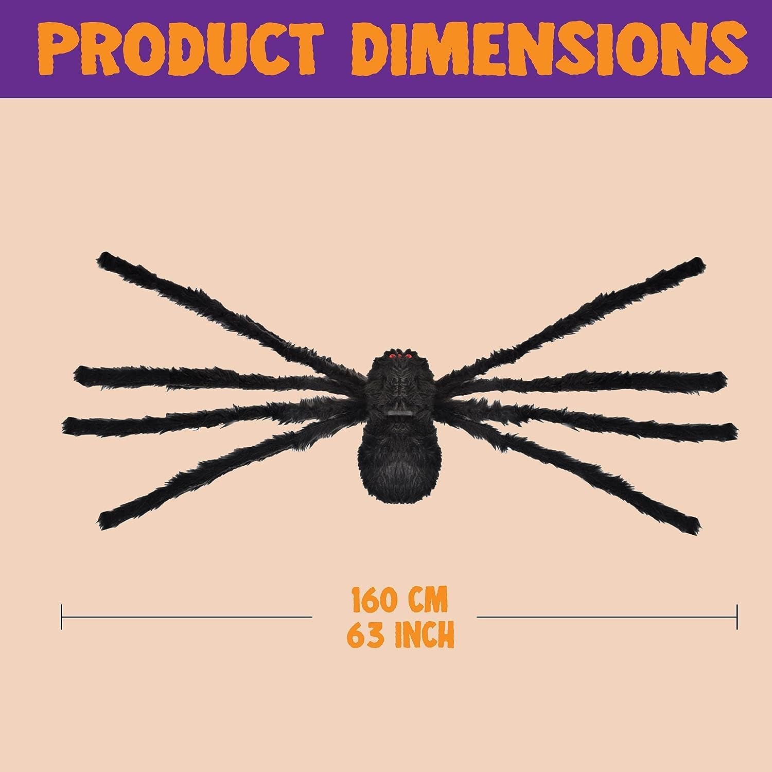 2 Pack 5 Ft Halloween Outdoor Decorations Hairy Black Spider, Scary Giant Spider, Fake Large Haunted House Props, Halloween Yard Lawn Decorations Party Indoor Decor