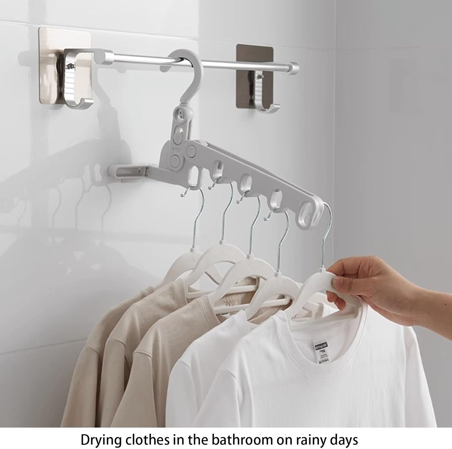 1Pc Portable Folding Clothes Drying Rack and 5 Pcs Foldable Hangers Which Is a Great Combo for Travel, Hotels, Camping, with a Large Storage Bag
