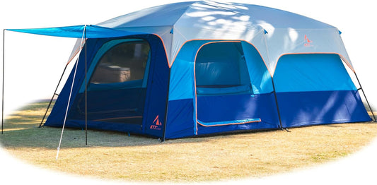 Extra Large Tent 10-12-14 Person(A),Family Cabin Tents,2 Rooms,3 Doors and 3 Windows with Mesh,Straight Wall,Waterproof,Double Layer,Big Tent for Outdoor,Picnic,Camping,Family Gathering