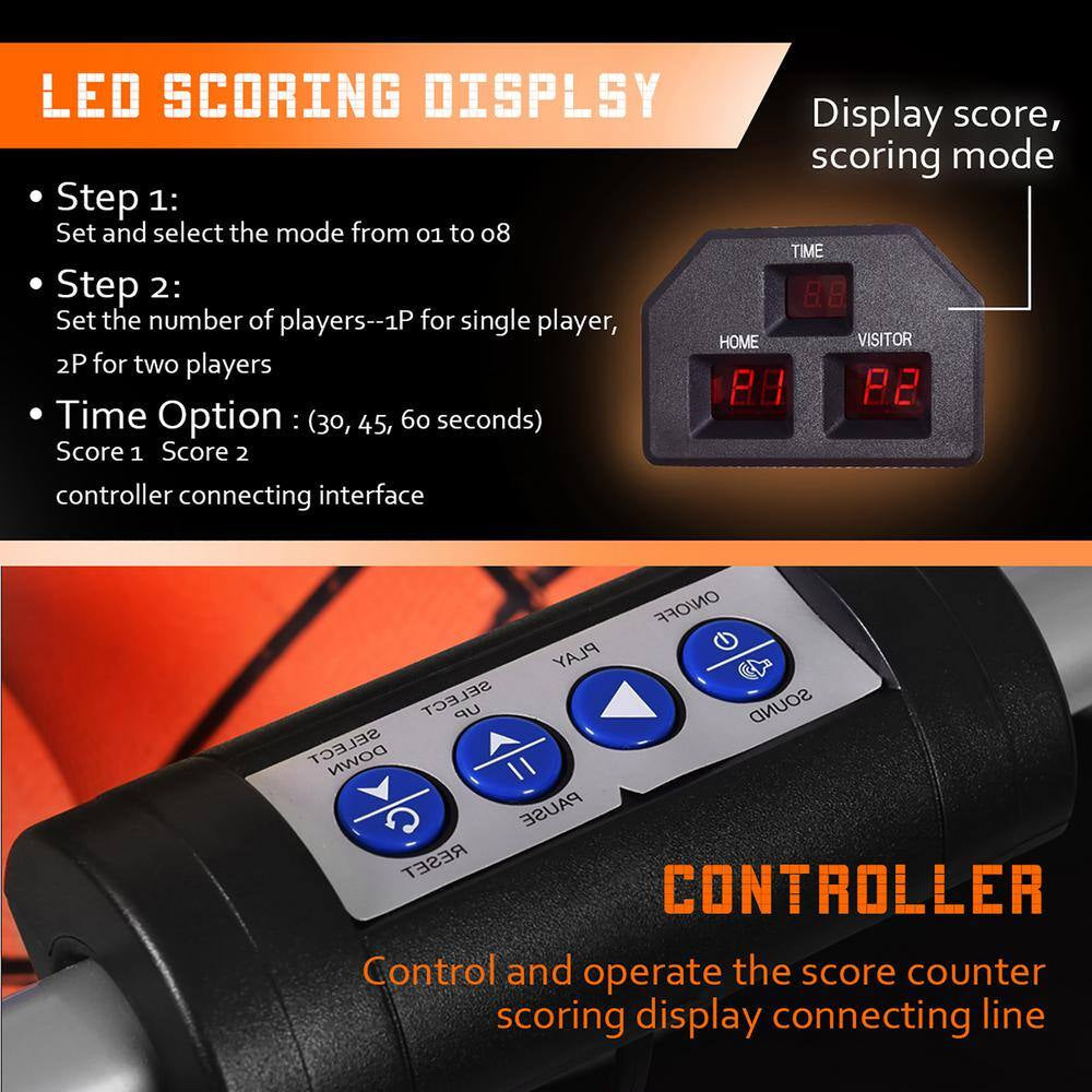 Indoor Basketball Arcade Game Double Electronic Hoops Shot 2 Player W/4 Balls