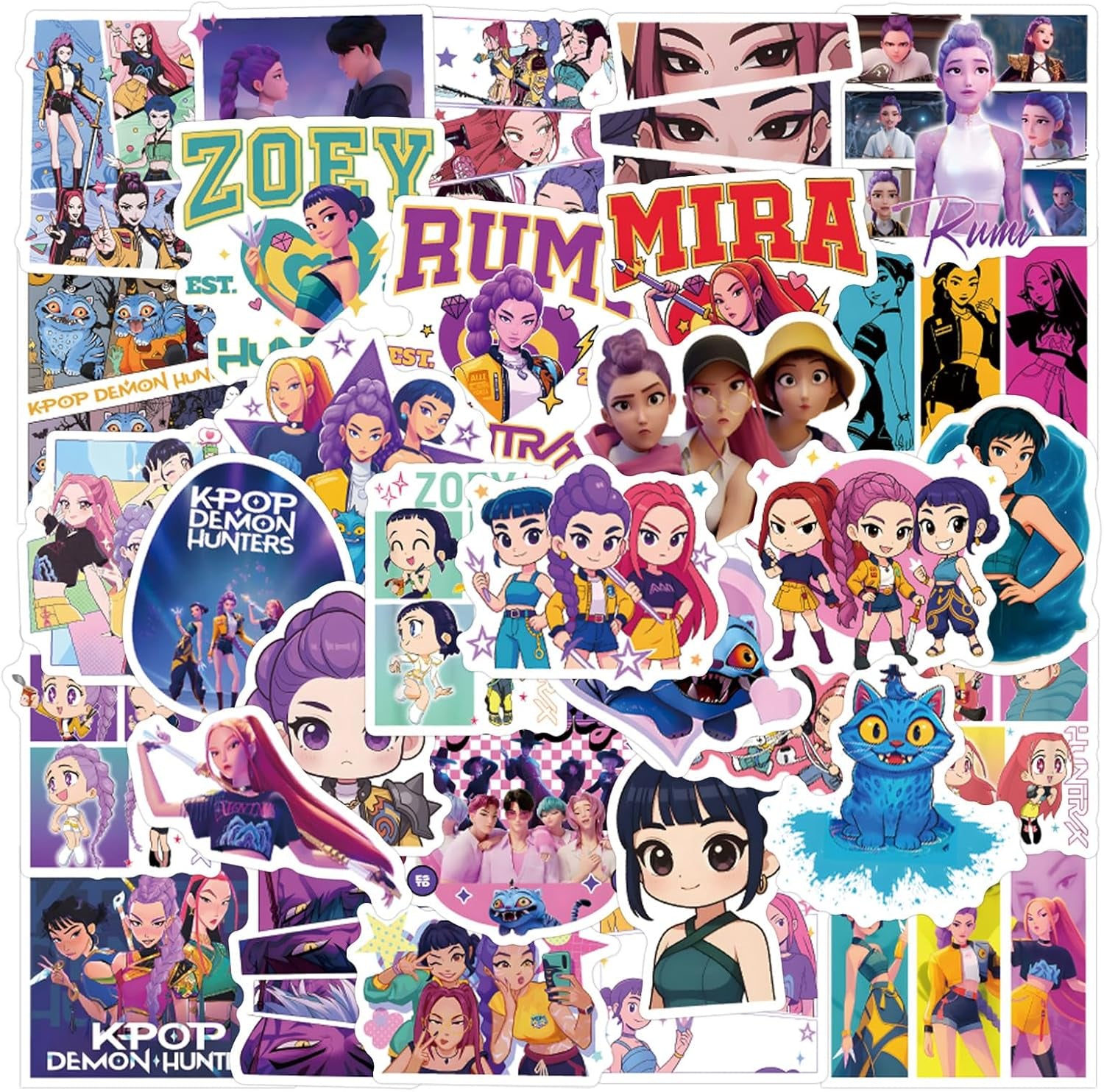 55Pcs Demon Movie Hunters Derpy Sussy Stickers Huntrix Saja Boys Sticker Waterproof Vinyl Decals for Water Bottle Laptop Toy Halloween Christmas Gifts (55 PC B)