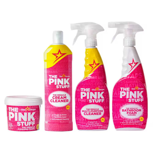 500 G Cleaning Paste, 750 Ml Multi-Purpose Liquid Cleaner, 750Ml Bathroom Foam Cleaner, and 750Ml Cream Cleaner Bundle