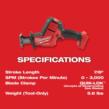 M18 FUEL 18-Volt Lithium-Ion Brushless Cordless HACKZALL Reciprocating Saw with (2) M18 5.0Ah Batteries