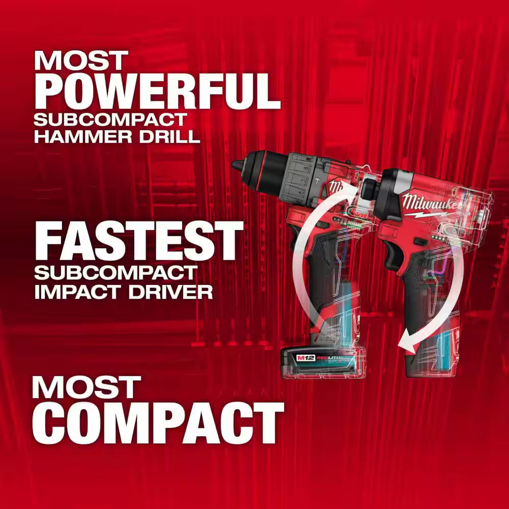 M12 FUEL 12-Volt Li-Ion Brushless Cordless Hammer Drill/Impact Driver Combo Kit (2-Tool) W/M12 Right Angle Die Grinder