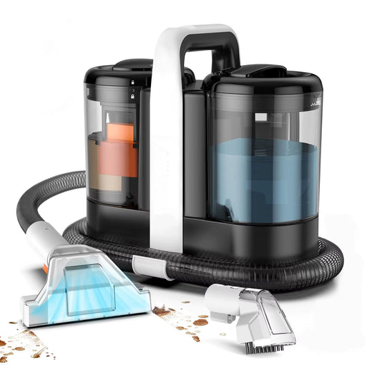 Portable Carpet Upholstery Spot Cleaner Powerful Suction Dual Size Brushhead Deep Stain Remover Cars Pets Stairs Seats Couches