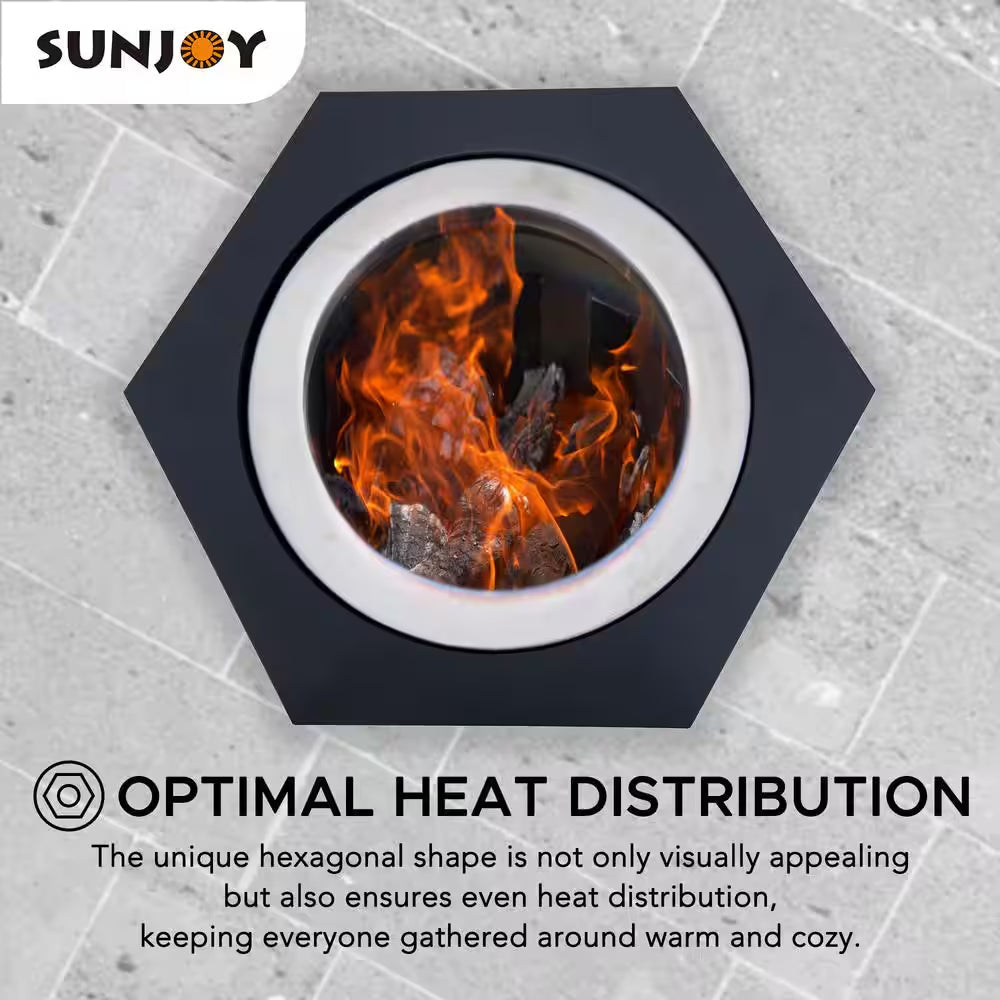 28 In. Hexagonal Outdoor Patio Wood Burning Smokeless Firepit