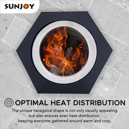 28 In. Hexagonal Outdoor Patio Wood Burning Smokeless Firepit