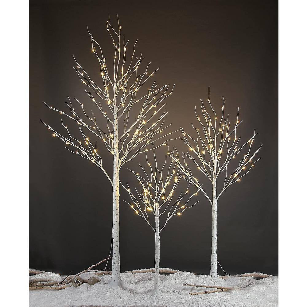 8 Ft. Warm White Pre-Lit 132 LED Birch Tree Artificial Christmas Tree for Home, Festival, Party, Indoor and Outdoor Use