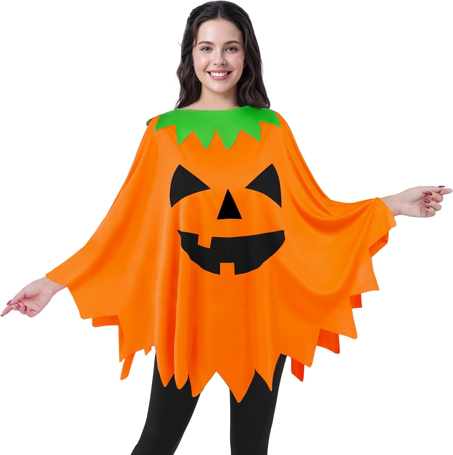 Halloween Pumpkin Poncho Costume, Pumpkin Costume Set for Women for Adult to Halloween Parties, Adult Parties, Ghost Costumes Events and Role Play