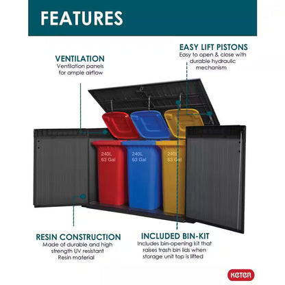 Cortina Mega 6.2 Ft. W X 3.6 Ft. D Durable Resin Plastic Storage Shed with Flooring Grey (22.4 Sq. Ft.)