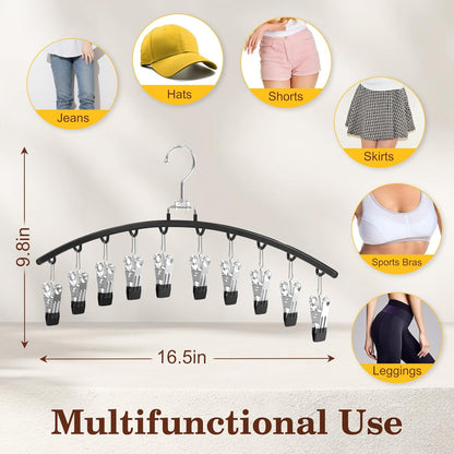 2 Pack Legging Organizer for Closet 360° Swivel, Metal Gym Clothes Organizer W/20 Clips Holds 20 Leggings, Hangers Space Saving, Closet Organizers and Storage, Room Organization Essentials, Black