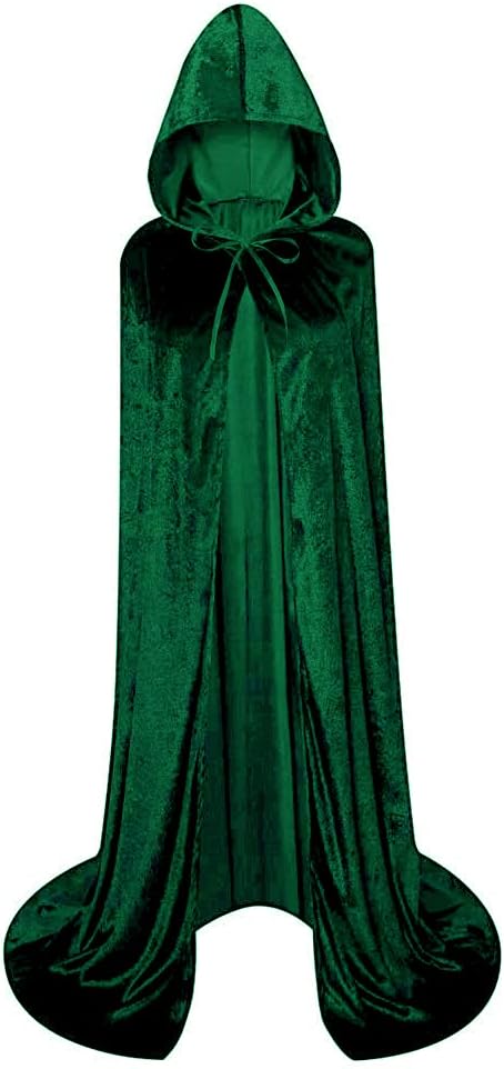 Unisex Full Length Hooded Robe Cloak Long Velvet Cape Cosplay Costume