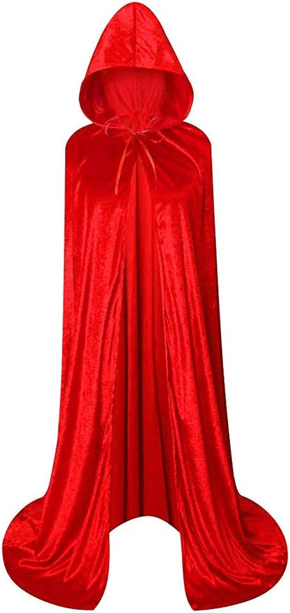 Unisex Full Length Hooded Robe Cloak Long Velvet Cape Cosplay Costume
