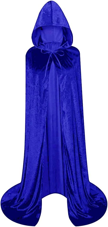 Unisex Full Length Hooded Robe Cloak Long Velvet Cape Cosplay Costume
