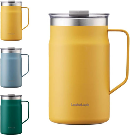 Metro Mug Premium 18/8 Stainless Steel Double Wall Insulated with Handle Perfect for Table with Lid, Black, 16 Oz,20 Oz