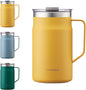 Metro Mug Premium 18/8 Stainless Steel Double Wall Insulated with Handle Perfect for Table with Lid, Black, 16 Oz,20 Oz