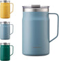 Metro Mug Premium 18/8 Stainless Steel Double Wall Insulated with Handle Perfect for Table with Lid, Black, 16 Oz,20 Oz