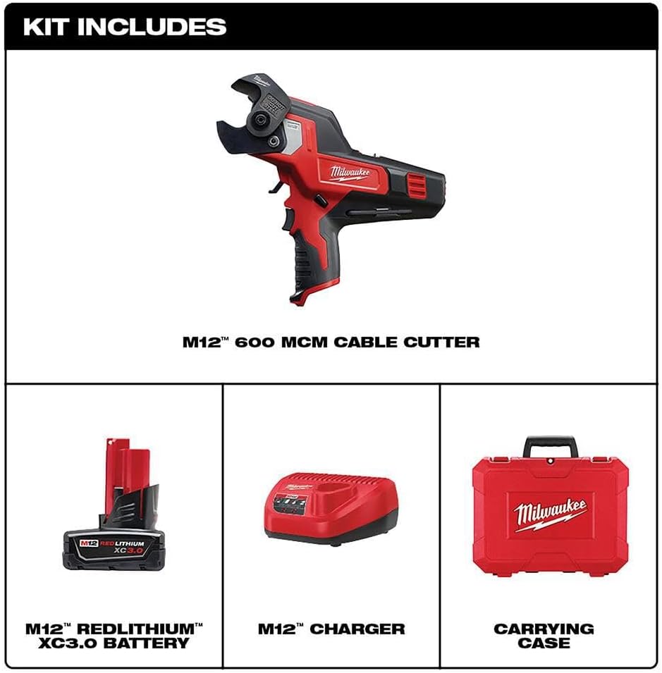 Milwaukee 2472-21XC M12 600 MCM Cable Cutter Kit – High-Performance Cordless Cable Cutting Tool
