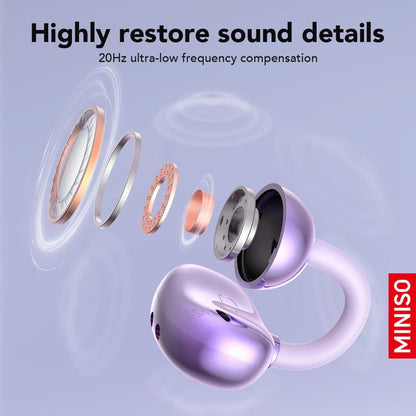 MINISO MS199 Clip on Ear Headphones Full Color Touch Screen, Audio Wireless Headphones Built-In Microphone for Music & Phone Calls,Sport Waterproof & Sweatproof