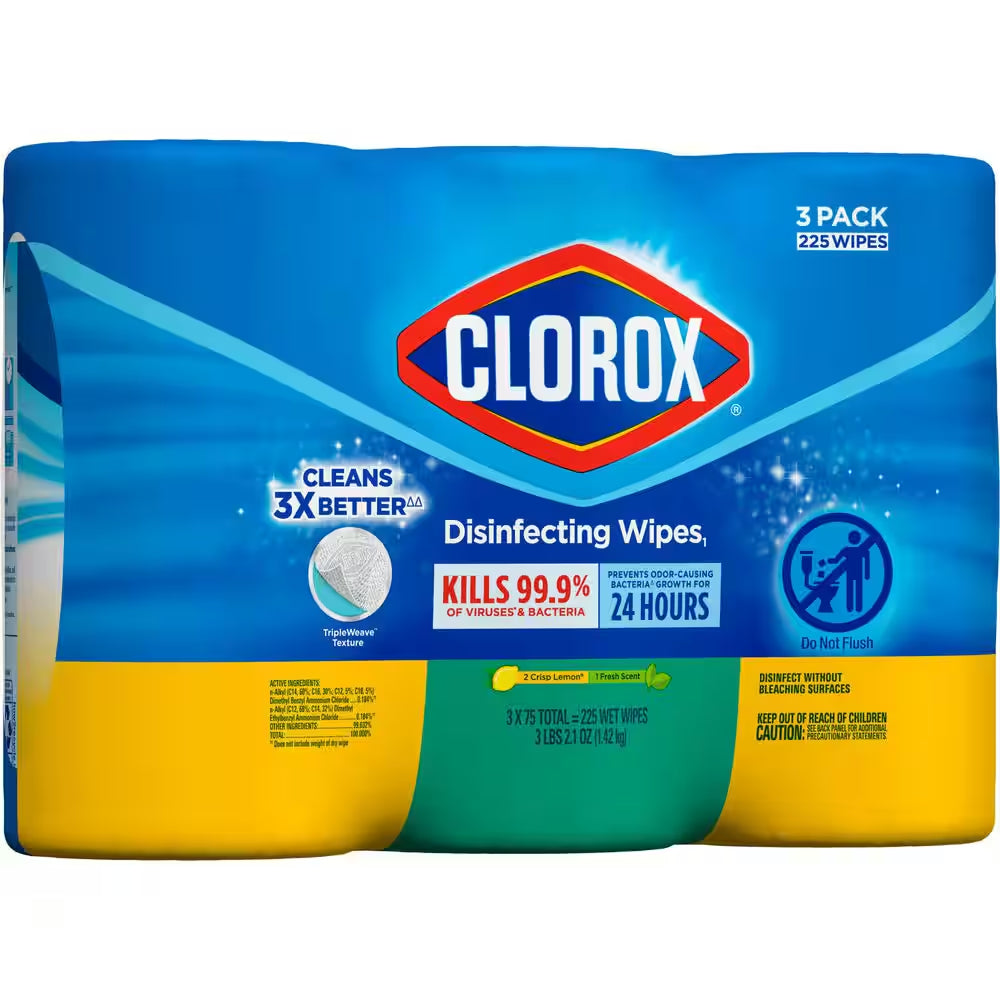 75-Count Crisp Lemon and Fresh Scent Bleach Free Disinfecting Cleaning Wipes (6-Pack)