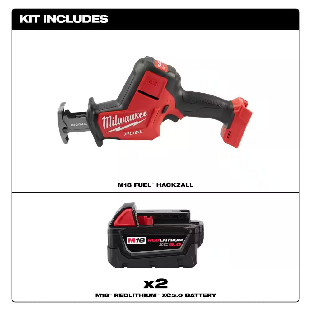 M18 FUEL 18-Volt Lithium-Ion Brushless Cordless HACKZALL Reciprocating Saw with (2) M18 5.0Ah Batteries