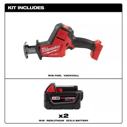 M18 FUEL 18-Volt Lithium-Ion Brushless Cordless HACKZALL Reciprocating Saw with (2) M18 5.0Ah Batteries