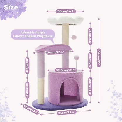 Mordern Cat Tree Scratching Post Cat'S House Cute Cactus Scratcher with Condo Nest Pet Play House Furniture