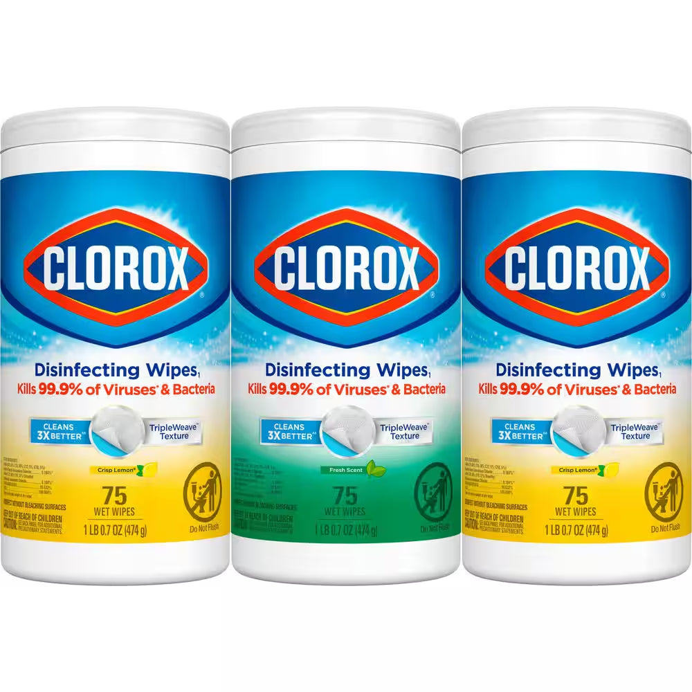 75-Count Crisp Lemon and Fresh Scent Bleach Free Disinfecting Cleaning Wipes (6-Pack)