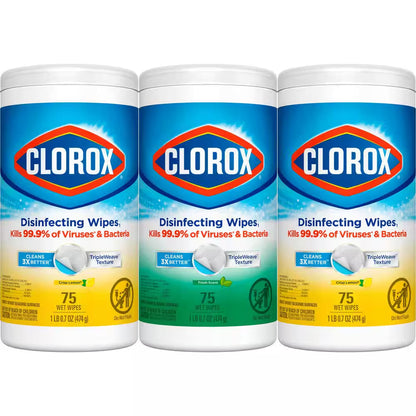 75-Count Crisp Lemon and Fresh Scent Bleach Free Disinfecting Cleaning Wipes (6-Pack)