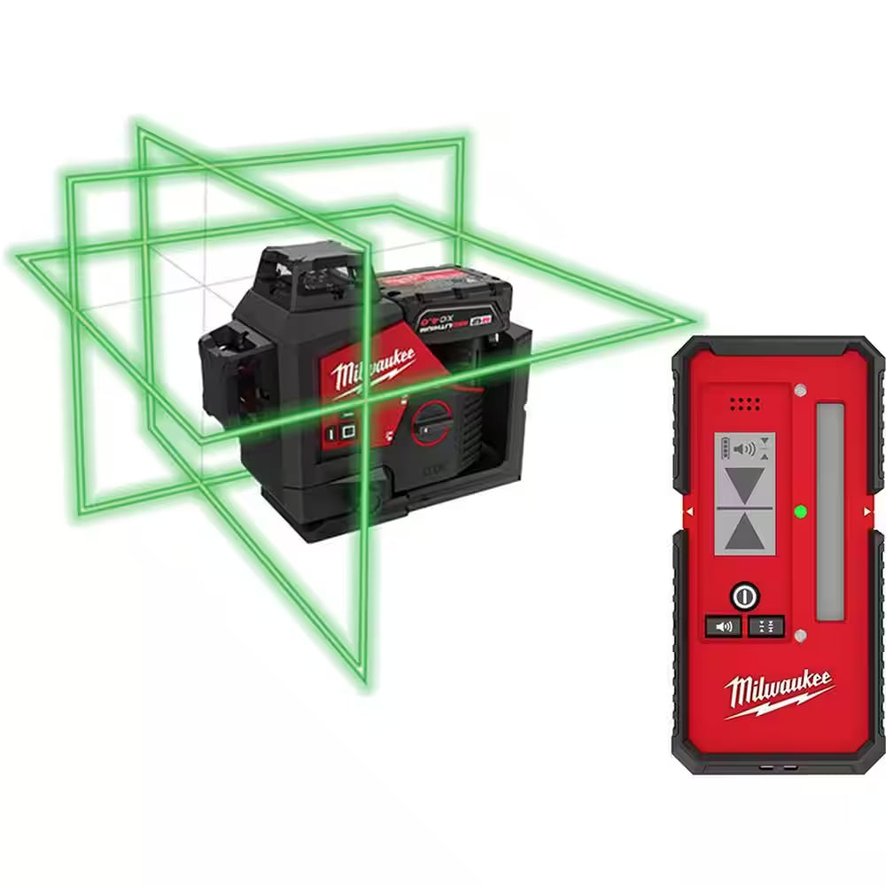 M12 12-Volt Lithium-Ion Cordless Green 250 Ft. 3-Plane Laser Level Kit with Laser Detector