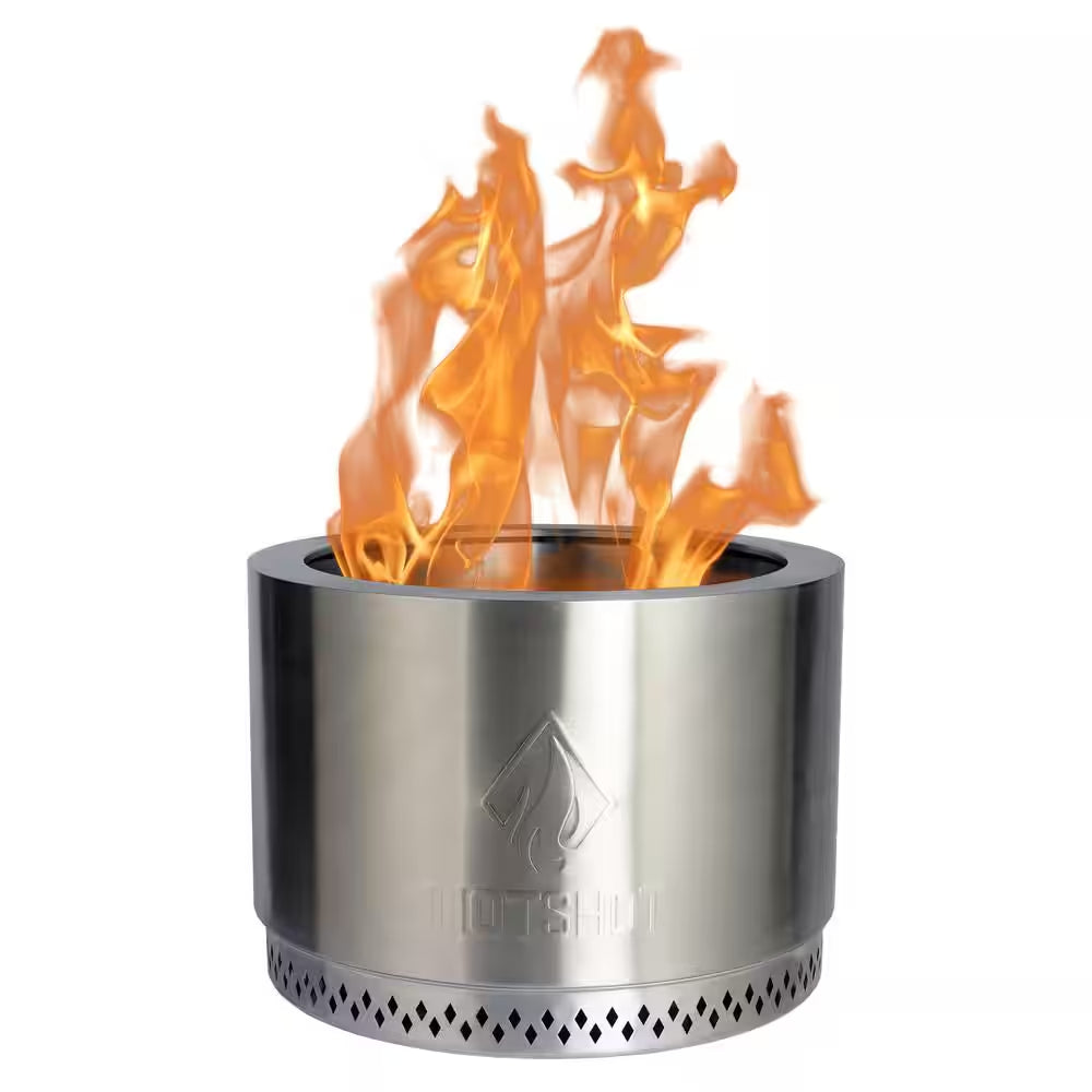 Explorer Portable Low Smoke 19.5 In. round Wood-Burning Fire Pit in Stainless Steel with Carry Bag