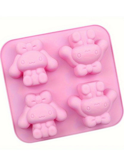 1Pc Hellokittys My Melody Kuromi Cinnamoroll Silicone Baking Mold 4-Cavity Food Grade Flexible DIY Mold for Cake Chocolate De