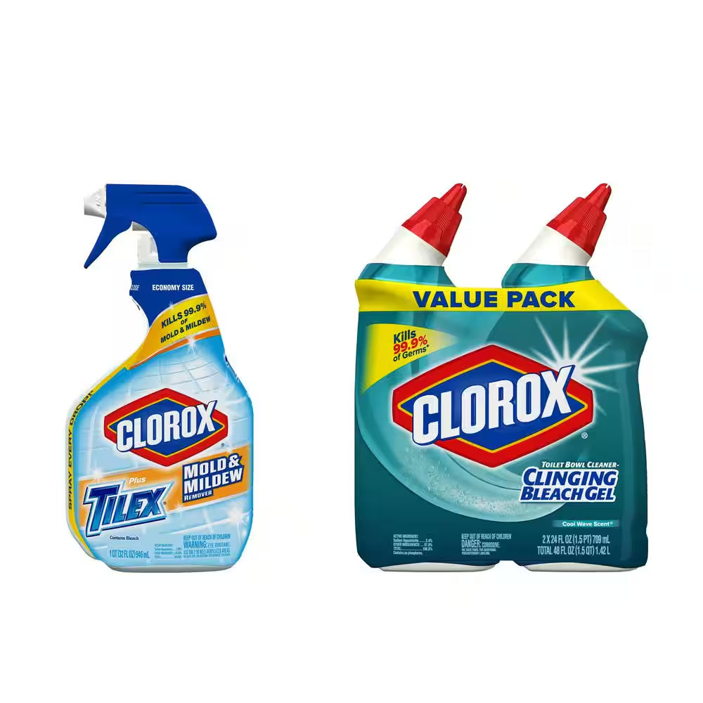 Plus Tilex 32 Oz. Mold and Mildew Remover and 32 Oz. Toilet Bowl Clinging Bleach Gel Bundle