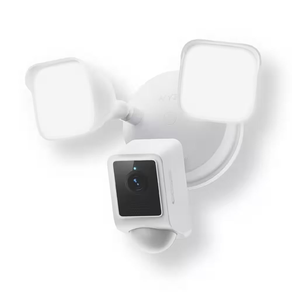 Wired Outdoor Wi-Fi Floodlight V2 Home Security Camera with 2K Video, Color Night Vision, Motion Activated Leds - White