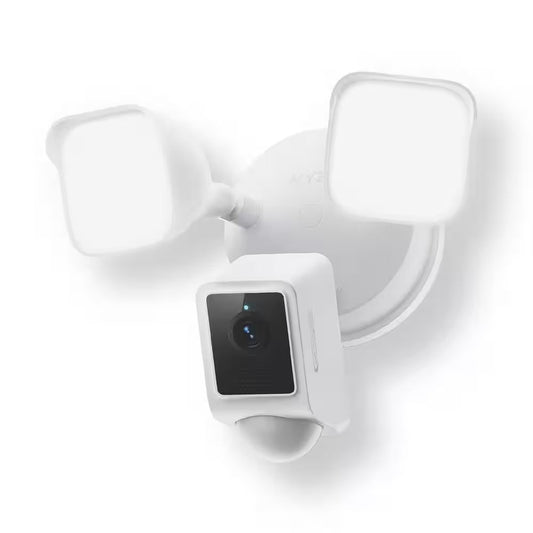Wired Outdoor Wi-Fi Floodlight V2 Home Security Camera with 2K Video, Color Night Vision, Motion Activated Leds - White