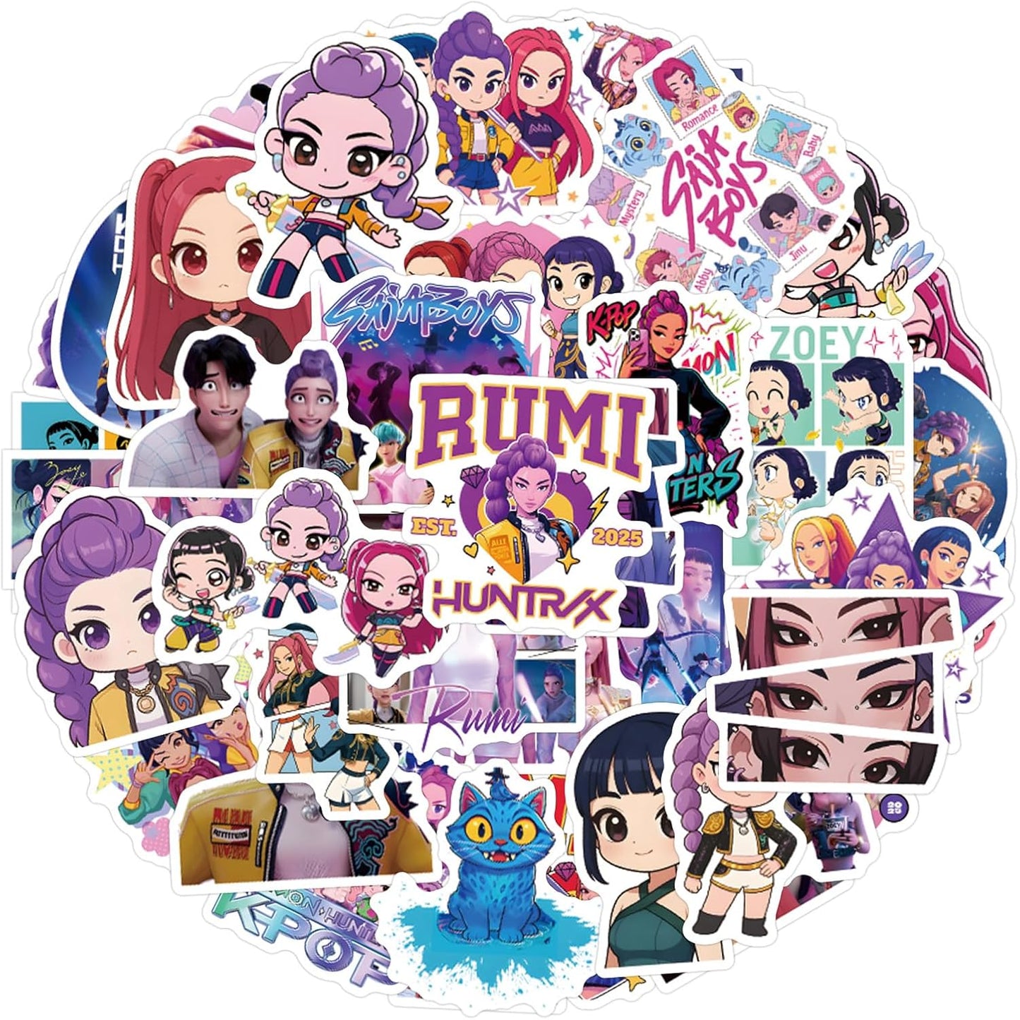 55Pcs Demon Movie Hunters Derpy Sussy Stickers Huntrix Saja Boys Sticker Waterproof Vinyl Decals for Water Bottle Laptop Toy Halloween Christmas Gifts (55 PC B)