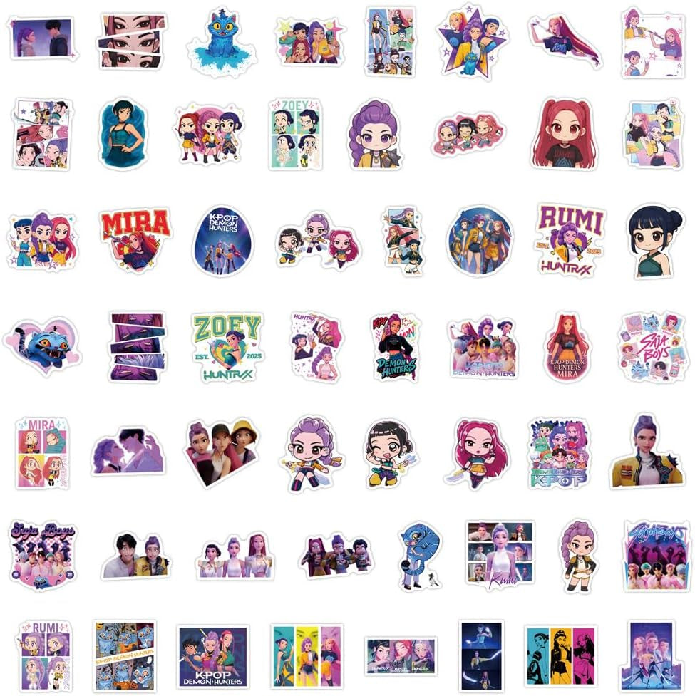 55Pcs Demon Movie Hunters Derpy Sussy Stickers Huntrix Saja Boys Sticker Waterproof Vinyl Decals for Water Bottle Laptop Toy Halloween Christmas Gifts (55 PC B)