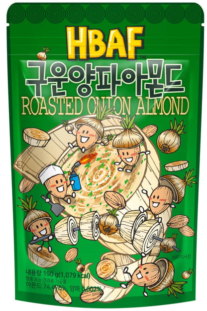 [Official Gilim ] Korean Roasted Onion Seasoned Almonds Nut Protein Snack | Nutritious Enery Boost | After-School, Work, Trip Camping Snack | Pre-Workout Snack | Korean Souvenir (Roasted Onion, 1X190Gram Pack)